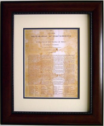 Texas Declaration in Mahogany Frame
